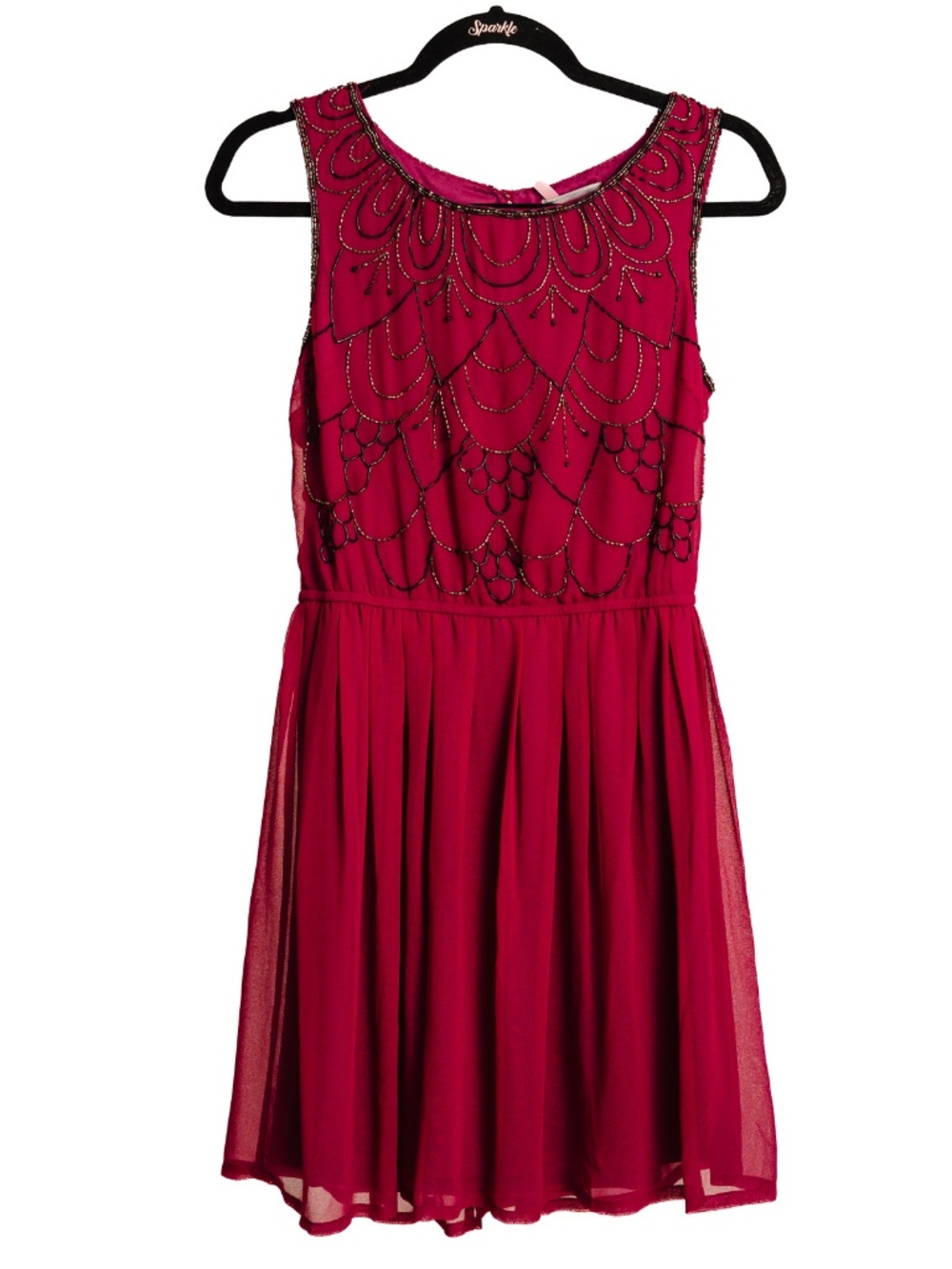 Lipsy London holiday party dress in raspberry with beading  size UK 10.